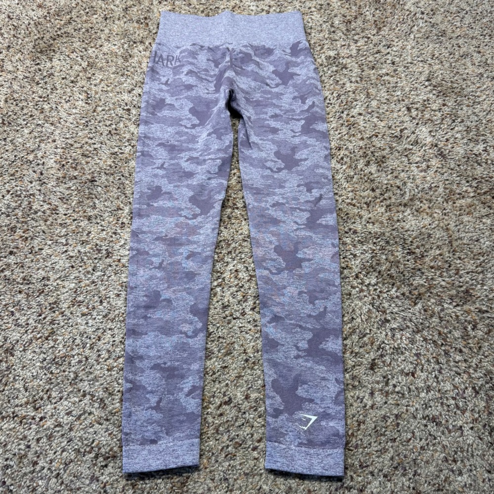 Gymshark Womens Camo Seamless Leggings Purple Lavender High Rise‎ Size XS